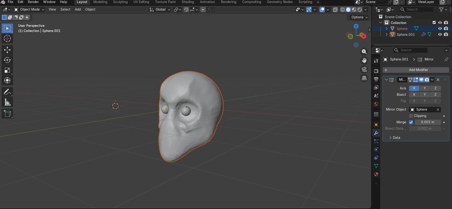 Crâne essai de modélisation 3d d'un crâne